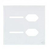 Placa p/ 2 Interruptores + Tomada dupla 4x4 - Novara Glass Branco